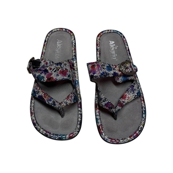 Alegria Womens VAL-447 Multicolor Leather Slip On Slide Sandal EU 39 US 9 - Picture 2 of 7